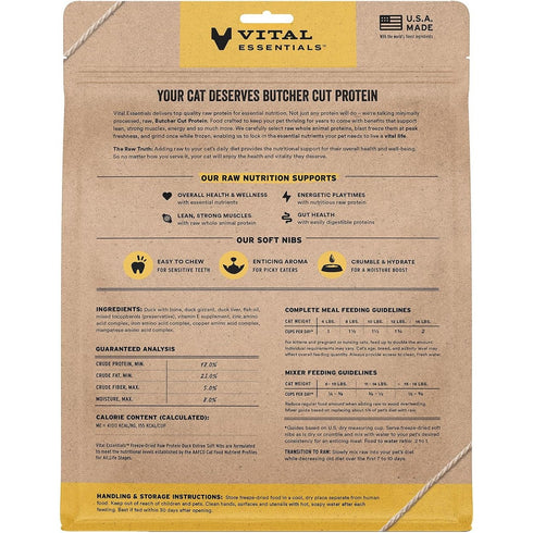 Vital Essentials Freeze Dried Soft Nibs Duck Raw Cat Food 12oz - Poudre Pet & Feed Supply 2